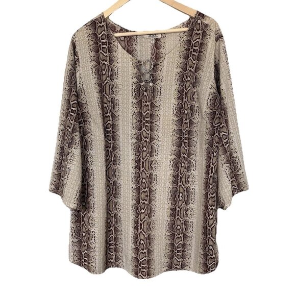 Mph Collection Women’s 3x Snake Print Blouse Top Snake Print Boho Artsy Office - Picture 1 of 14